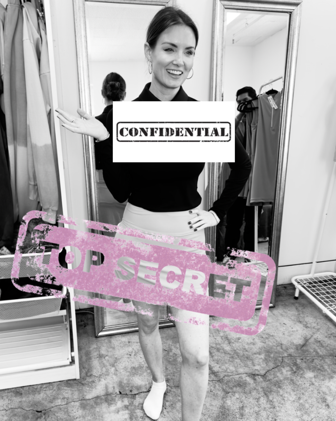 Jillian Mele, Co-founder of LemonRose Golf fitting a skort and top that will come out in the first collection in 2026.