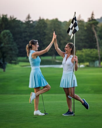 Blog_ The Quiet Revolution PHOTO 1 and FEATURED IMAGE CAPTION_ Jillian and Kristen finish a round at Flourtown Country Club